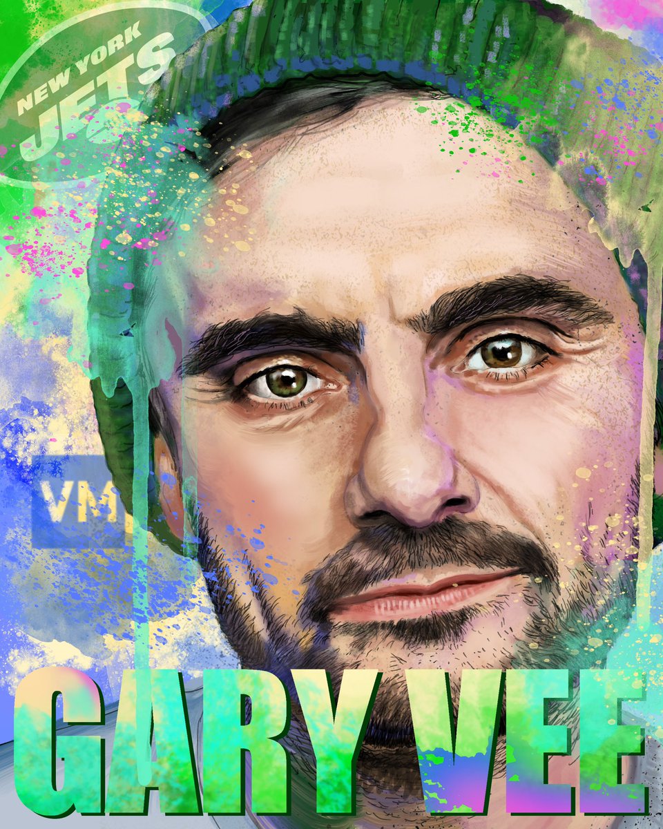 JoeBorri's tweet photo. Gary Vee. The latest digital portrait from my Influencer Series. A Jets’ fan, caring serial entrepreneur, super upbeat human & very positive thinker. Gary let’s do some work together! @garyvee @TeamGaryVee @GinoTheGhost @CorelPainter @Photoshop #notai #notafilter #notanedit https://t.co/7d3Z48mjX3