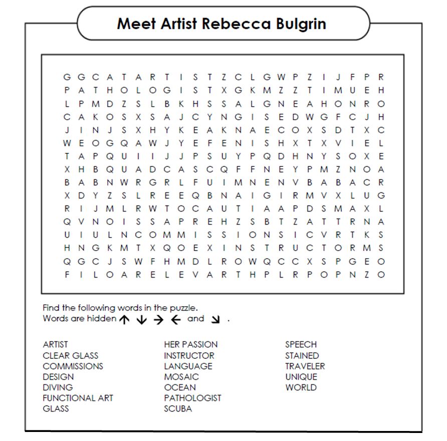 NewMexicoAIC's tweet photo. Happy Friday! Ease into the weekend with a relaxing word puzzle, featuring Gateway to Sense of Wonder artist Rebecca Burgin.

Can you figure out what kind of art Rebecca creates? 

#TGIF #Albuquerque #AbqArt https://t.co/anqufuUuB0