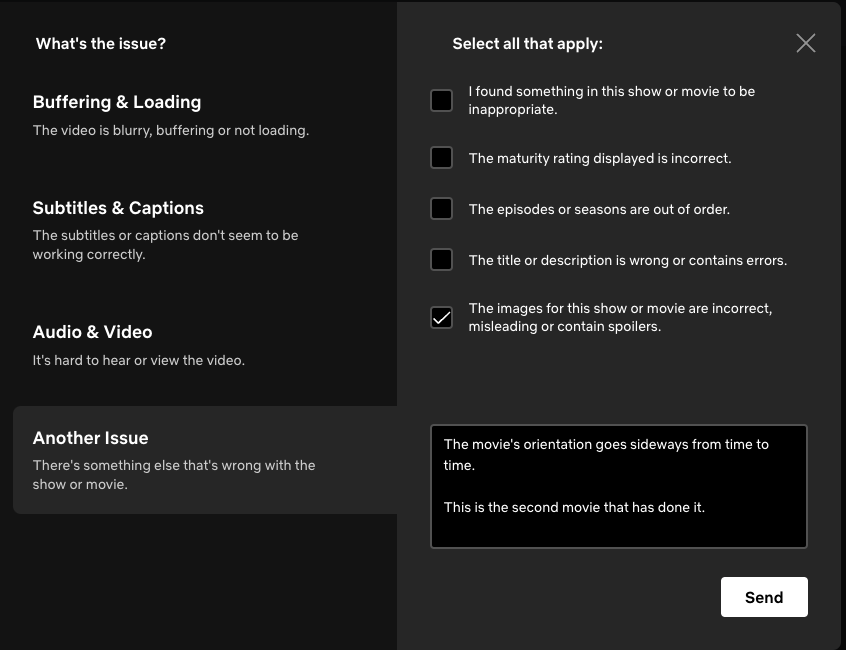 Found smth wonky with my <a href="/netflix/">Netflix</a>  orientation when i switched the browser to a different monitor. hopefully <a href="/ThePrimeagen/">ThePrimeagen</a> gets my msg