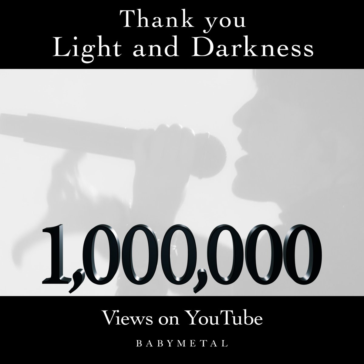 🔥100万回再生突破！🔥
Thank you for 1,000,000 views on YouTube!! 

「Light and Darkness」 OFFICIAL MUSIC VIDEO
🎥youtu.be/VavzD_bTov4

#BABYMETAL
#LIGHTANDDARKNESS
#THEOTHERONE