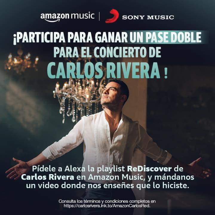 Online_RiveraP's tweet photo. .@_CarlosRivera:
Riveristas, ¿quién quiere ganarse un pase doble para uno de los conciertos en CDMX? 
@AmazonMusicMX los invita a participar 👇 https://t.co/NjCUqWcFtO

#carlosrivera 

||@WestWoodEntt @sonymusicmexico https://t.co/HyVXdkTWE2