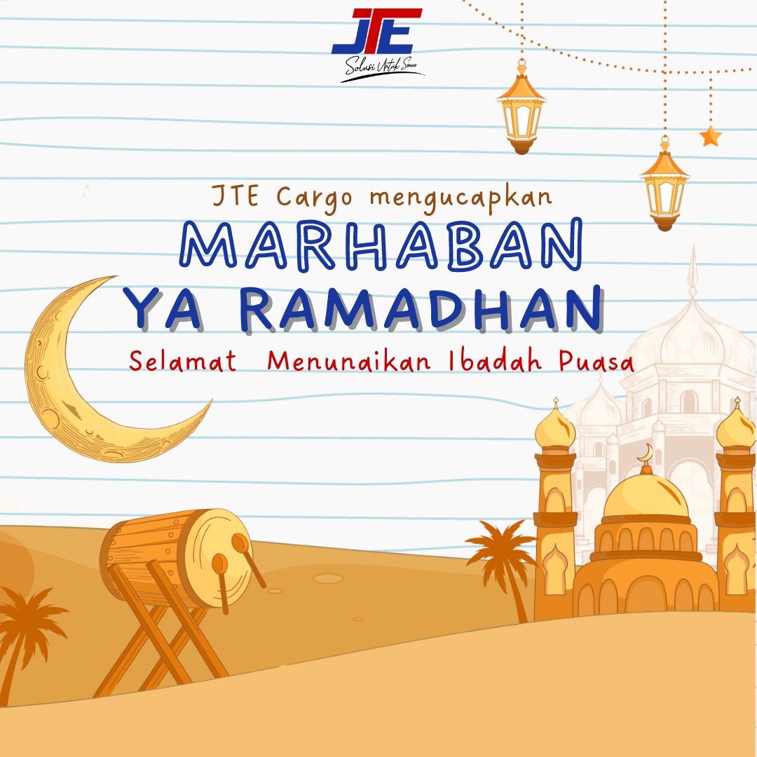 JTE_Official's tweet photo. Marhaban Ya Ramadhan๐๐คฒ
Mari sambut datangnya bulan suci dengan hati yang suci. Semoga kita dapat menjadi manusia yang lebih taat lagi dan Ramadhan 2023 ini bisa menjadi ladang pahala kita.
Official website
https://t.co/Dx07fzPmmA
#jtecargo #Ramadan #Ramadan2023 #Ramadan1444 https://t.co/EBhxb8E41c