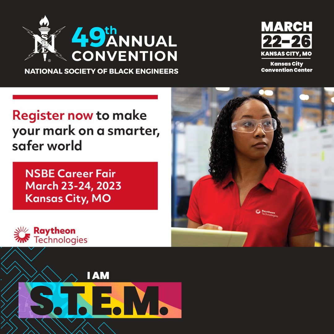 NSBE's tweet photo. Join us at #NSBE49 National Society of Black Engineers Conference. Stop by our Raytheon Technologies booth on March 23th and 24th. Learn about current opportunities: https://t.co/4qI98SkI3U
 #WeAreRTX #RaytheonTech #Careers #NSBE49 https://t.co/yoaOApnt1R