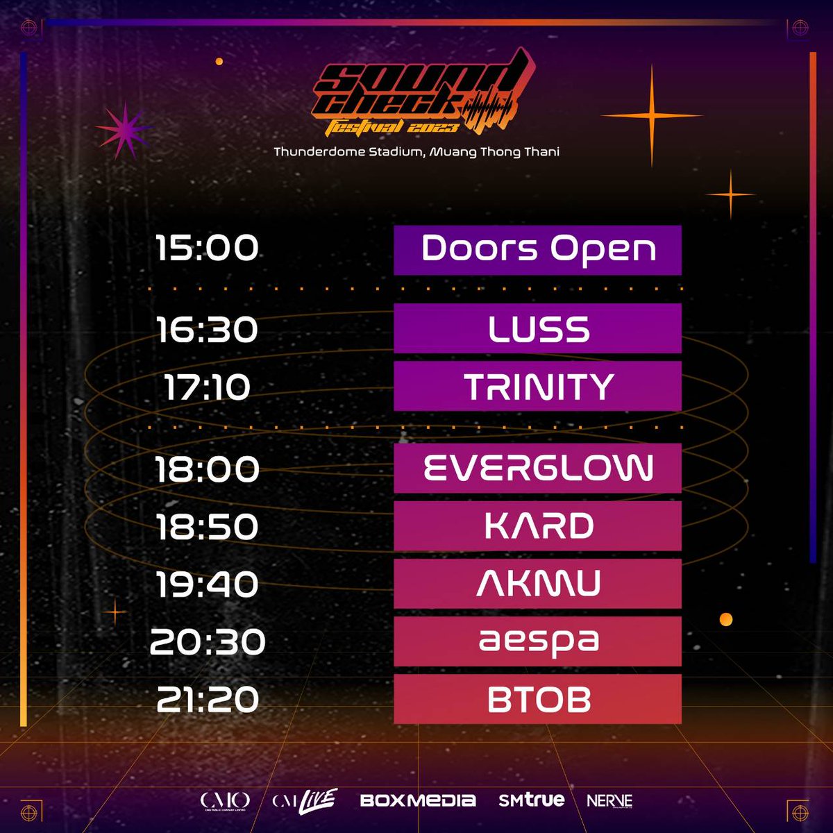 entknews's tweet image. เช็คระดับความร้อนแรงกับ “Sound Check Festival 2023” รวมศิลปินเกาหลี-ไทย  พร้อมระเบิดความมันส์ ไปกรี๊ดให้สุดเสียง พบกัน 25 มีนาคมนี้ ธันเดอร์โดม สเตเดี้ยม เมืองทองธานี #CMLIVE #CMO #SoundCheck_TH #BTOB #aespa #AKMU #KARD #EVERGLOW =&amp;gt;en-tk.com/?p=238682 #entknews