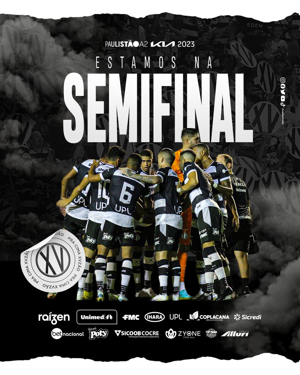 xvpiracicaba's tweet photo. VAMOS POR MAIS! #PraCimaXVZÃO ⚪️⚫️
#XVdePiracicaba #Raízen #Unimed #FMC #UPL #Ihara #Coplacana #Sicredi #Betnacional #Poty #Zyone #TopMania #Alluri https://t.co/1mw3DTgKnN