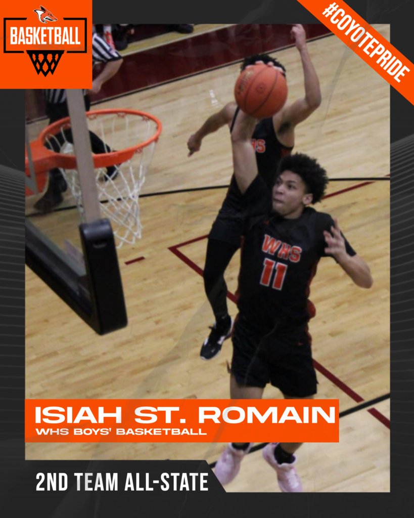 Congratulations to Coyote Basketball Junior Isiah St. Romain on being named "2nd Team All-State"!