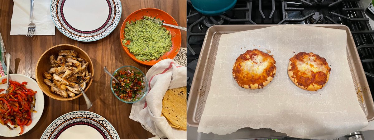 Dinner when my wife is home for the evening vs when she's out