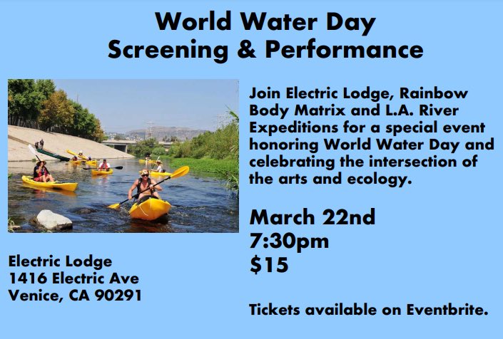 lariverx's tweet image. Join us for a screening, Wednesday, March 22nd, 2023 of Rock the Boat - Saving America’s Wildest River. 

Purchase tickets to tonight's event using the link: eventbrite.com/e/565567235827 #WorldWaterDay #LARiver #LosAngelesRiver #LosAngeles #Kayaking #Movie