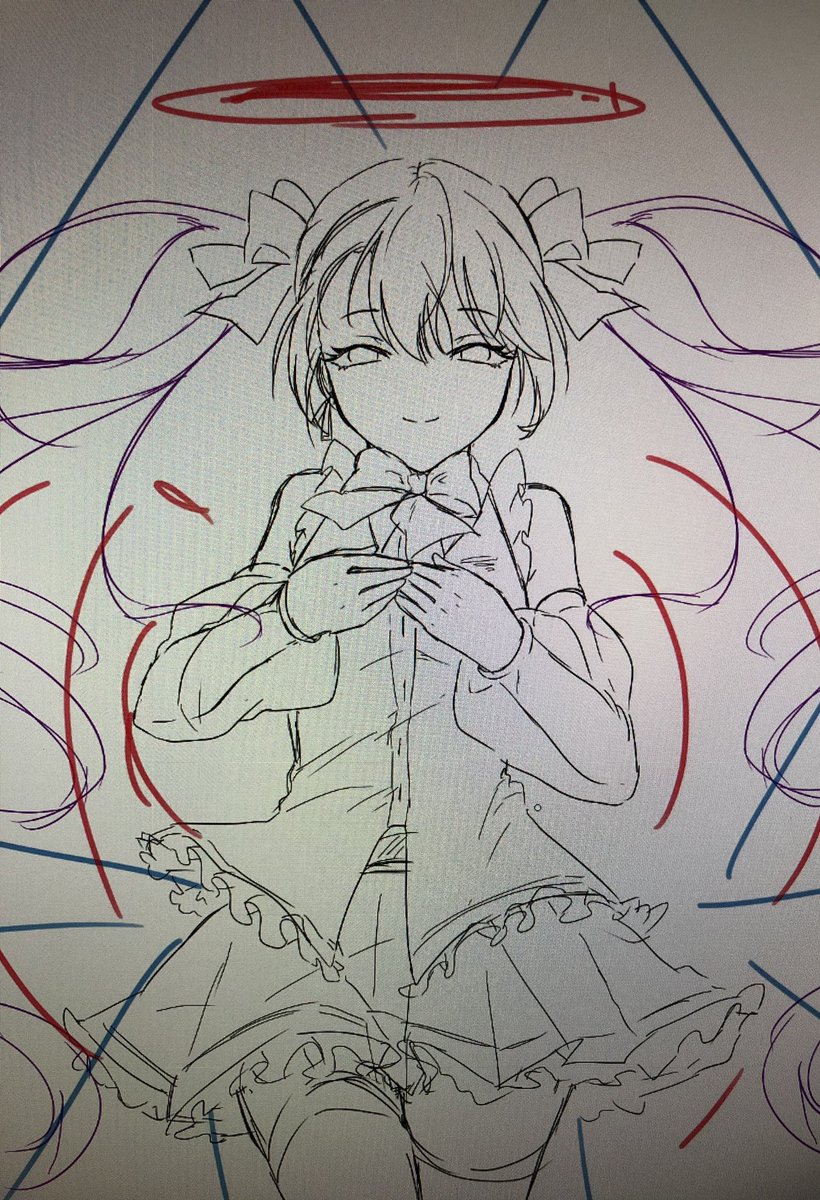 アップか引きかどっちで描くか迷ってる 