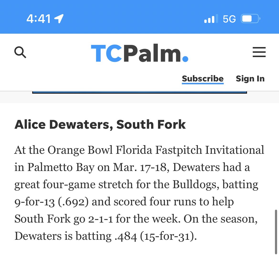 Honored to be up for consideration for TCPalm’s athlete of the week!