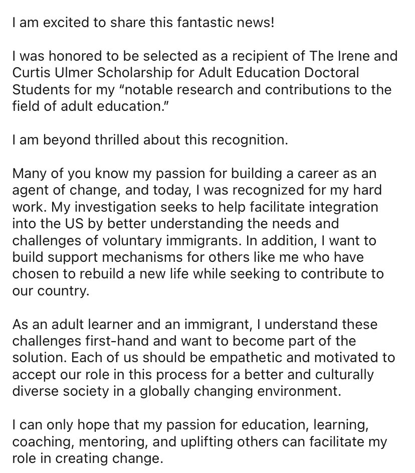 velazcomitzy's tweet photo. #Education is one of my #passions and #supporting #adultLearners another. Yesterday, I was #recognized for my #doctoral work. #Imthrilled #hardwork #pays off. https://t.co/vDCpAONKbN