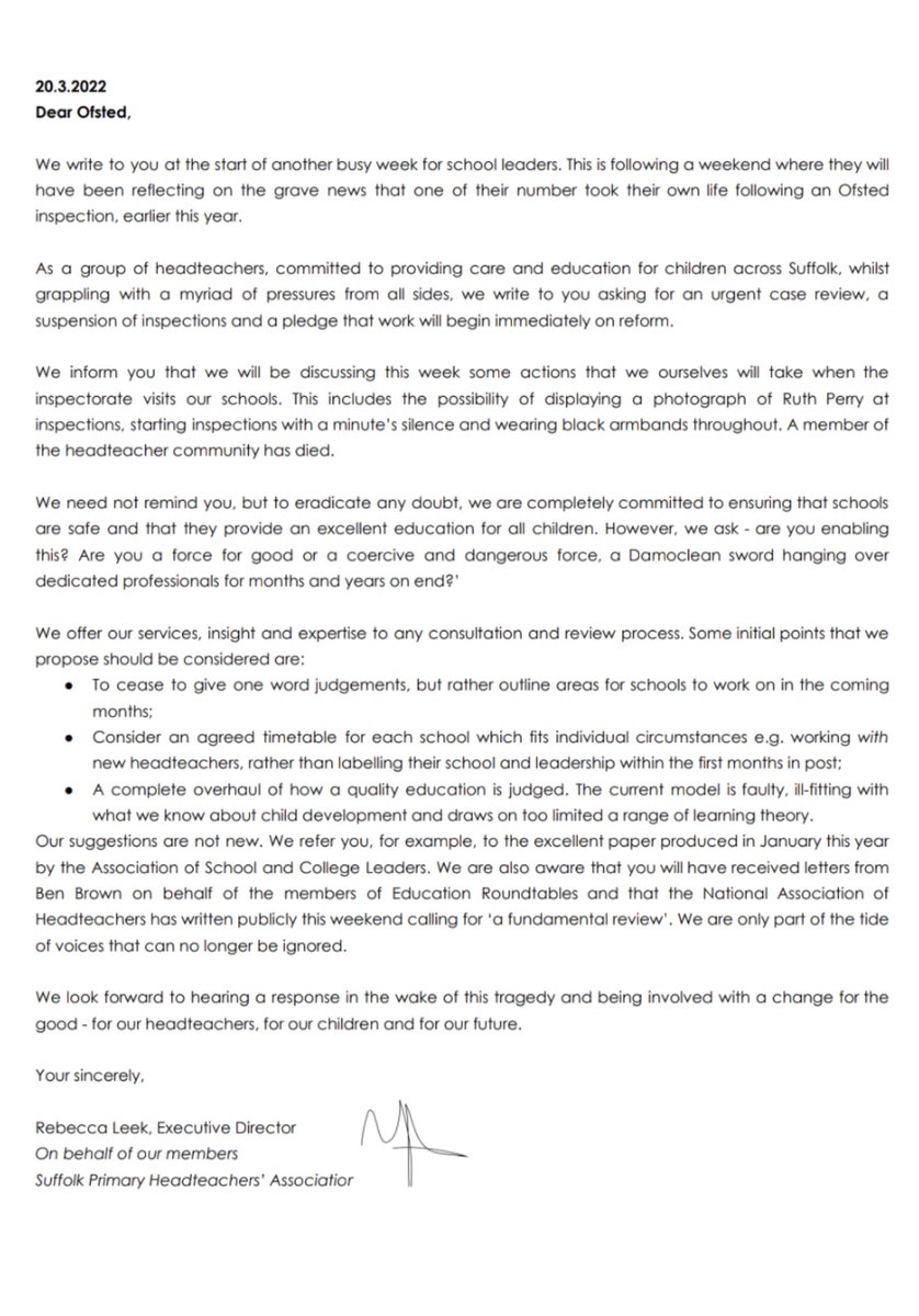 Following a meeting of primary headteachers on Tuesday regarding <a href="/Ofstednews/">Ofsted</a> we issue this follow up statement. We call for urgent reform. The current system is inconsistent, damaging and discriminatory. Please share widely.