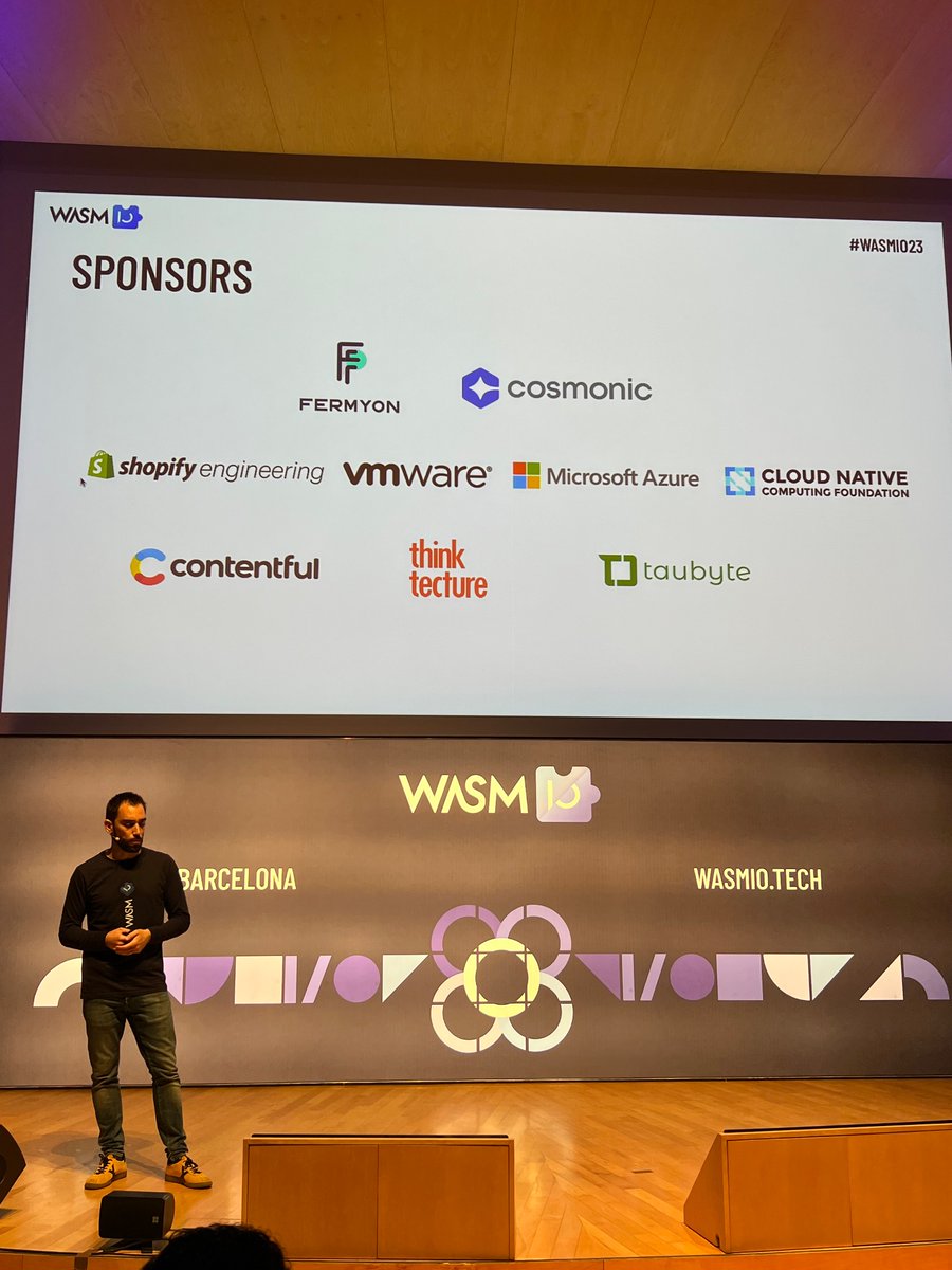 🇪🇸 #WebAssembly all-the-things <a href="/wasm_io/">Wasm I/O</a> in Barcelona.

The European Wasm community is growing 🥰.

<a href="/thinktecture/">Thinktecture</a>  #CloudNative expert <a href="/ThorstenHans/">Thorsten Hans 🦀</a> is doing a session today on #Serverless #WASI 🥳