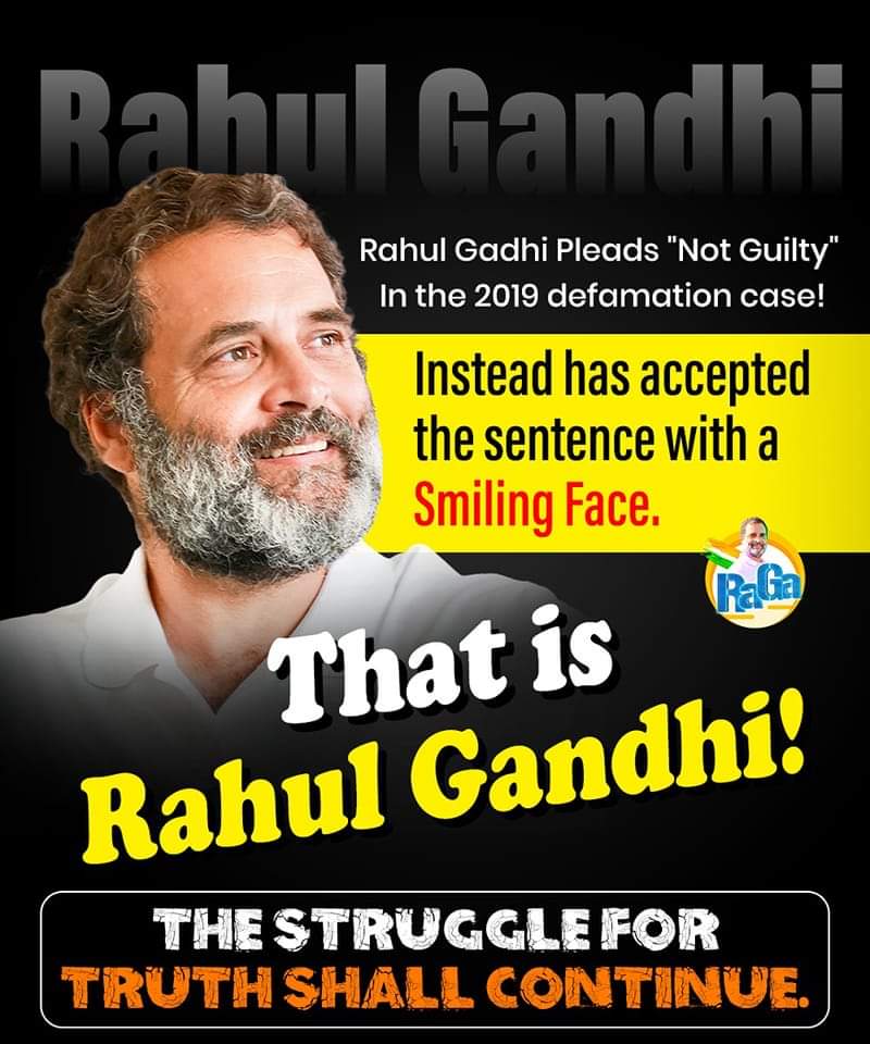 He accepts the sentence with a smile! That's Rahul Gandhi and that is his struggle to fight for Truth.