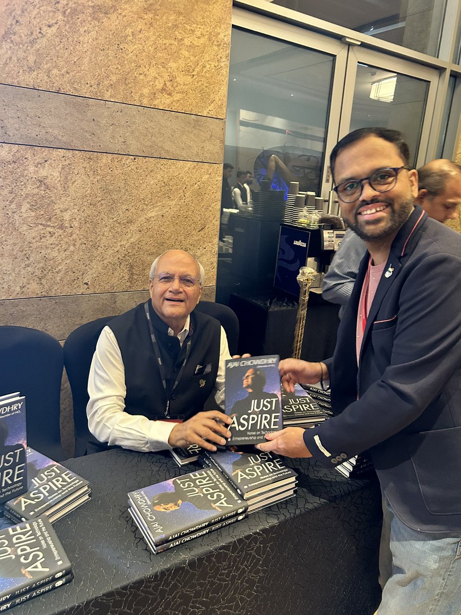 Just received a signed copy of 'Just Aspire' by Ajai Chowdhary @_TechSparks and I can't wait to dive in! 
Excited to learn from the experiences and wisdom of this tech industry legend. #justAspire @AjaiChowdhry #TechSparksMumbai 
Thank you @SharmaShradha