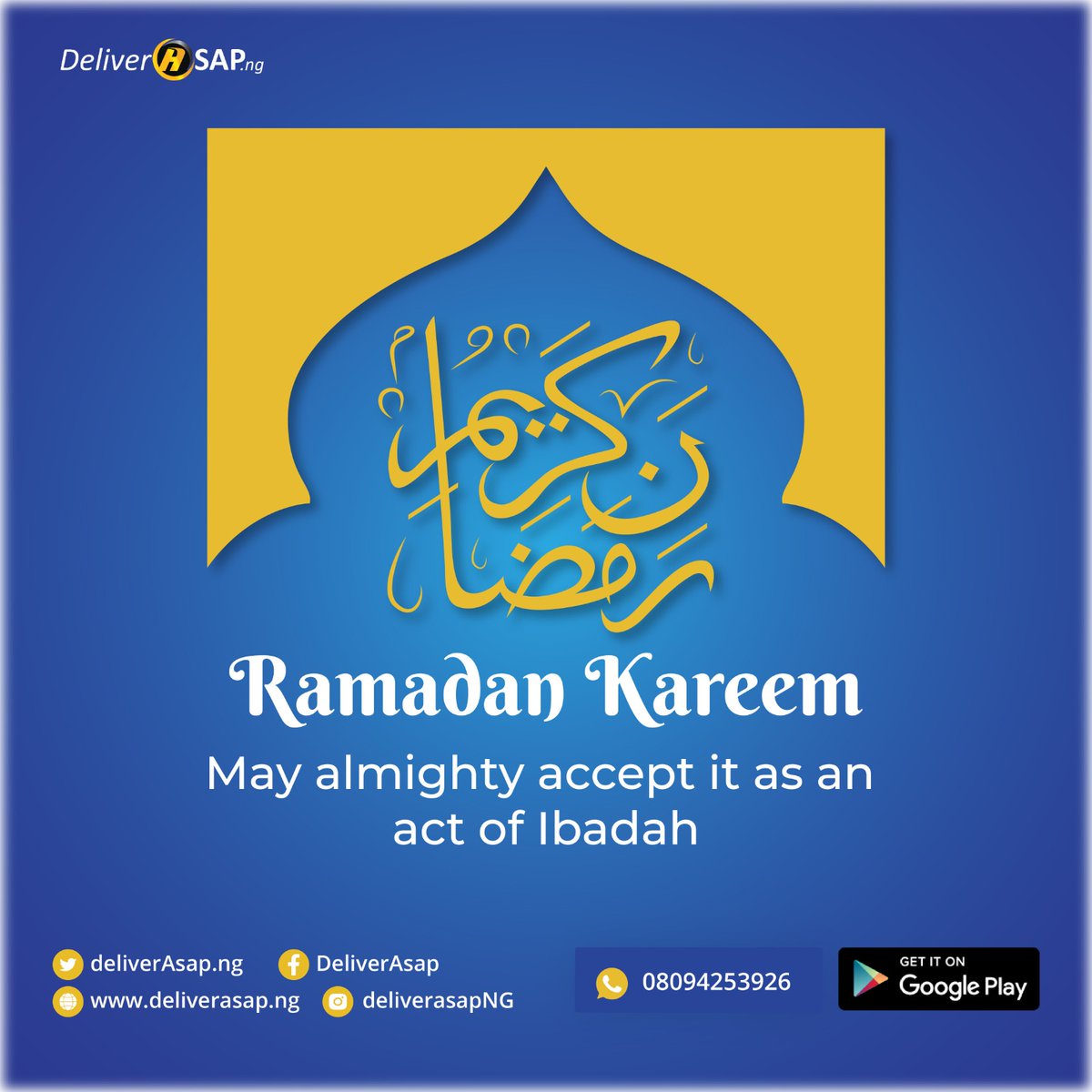 deliverasapng's tweet photo. As we mark the beginning of a new cycle of total surrender to the will and commandment of Almighty Allah. We wish Muslim faithfuls across the globe Ramadan Mubarak.

May Allah (SWT) accept it as an act of Ibadan. https://t.co/LUBdurIbs2