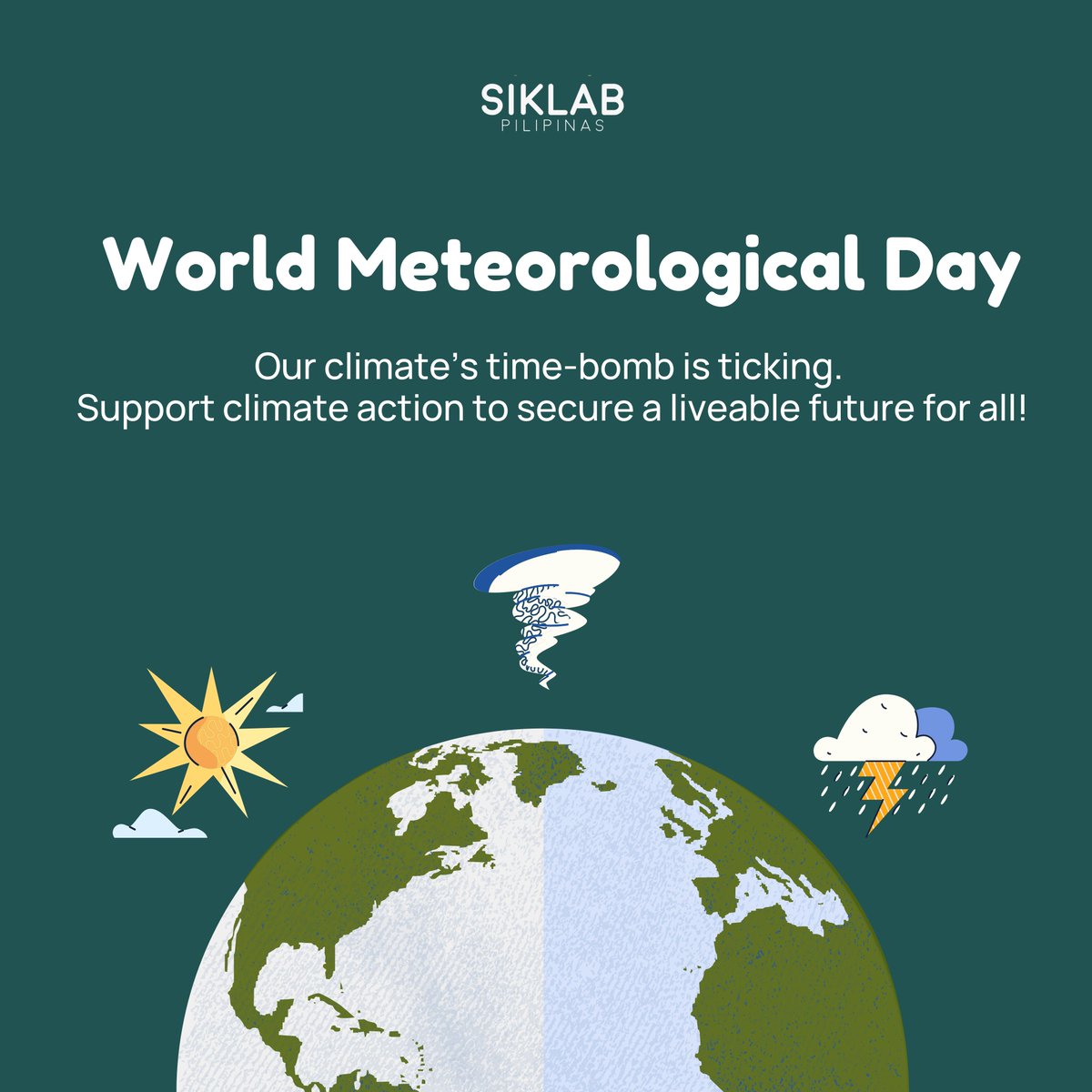 siklab_org's tweet photo. It’s #WorldMeteorologicalDay! 

According to a report from IPCC, there must be urgent and ambitious climate actions to defuse the ticking climate time-bomb. 

Support climate change mitigation programs and accelerate climate change adaptation to secure a liveable future for all! https://t.co/OFevBef7Y2