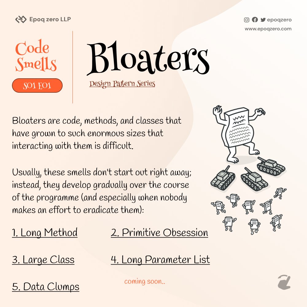epoqzero's tweet photo. Code smells getting you down? Don't let bloaters weigh you down! 🤔💻💩 #CodeSmells #Bloaters #SoftwareDevelopment #CleanCode #ProgrammingProblems #TechTalks https://t.co/acXCSqVxzO