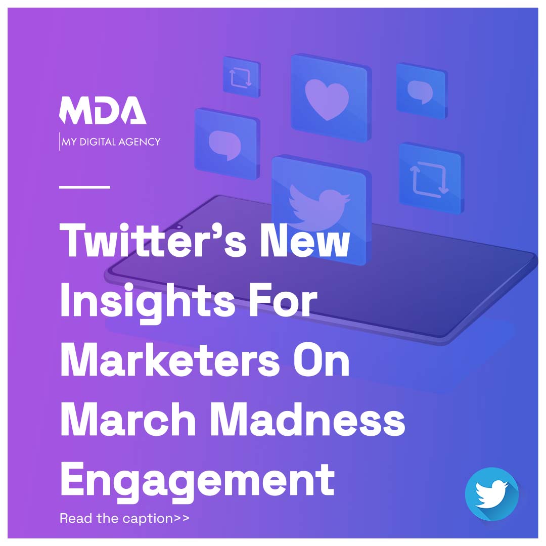 MyDigiAgency's tweet photo. #Twitter has provided new insights to help marketers align with March Madness Engagement. These insights can be used to create relevant content, run targeted ads, and engage with users in real-time during the tournament.

#mydigitalagency #engagement #marketing #twitterupdate https://t.co/zg0MMM9YOV