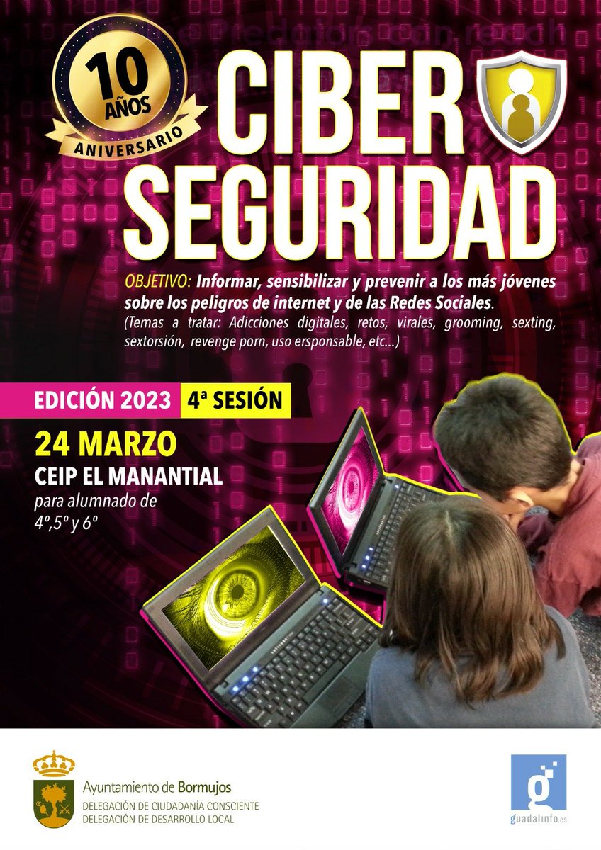 En #Bormujos en estos días se habla de #ciberseguridad con <a href="/AytoBormujos/">Ayto. de Bormujos</a> @VuelaGuadalinfo <a href="/cyra68/">Cyra de la Cruz</a> <a href="/fegarc/">Fernando G.Cumbreras</a> @guadasanlucarm <a href="/CGGerena/">Guadalinfo Gerena</a> @CGIslaMayor <a href="/CGSantiponce/">Punto Vuela Santiponce</a> <a href="/cgaljarafe/">CG Aljarafe</a> #ciberseguridadparaFamilias