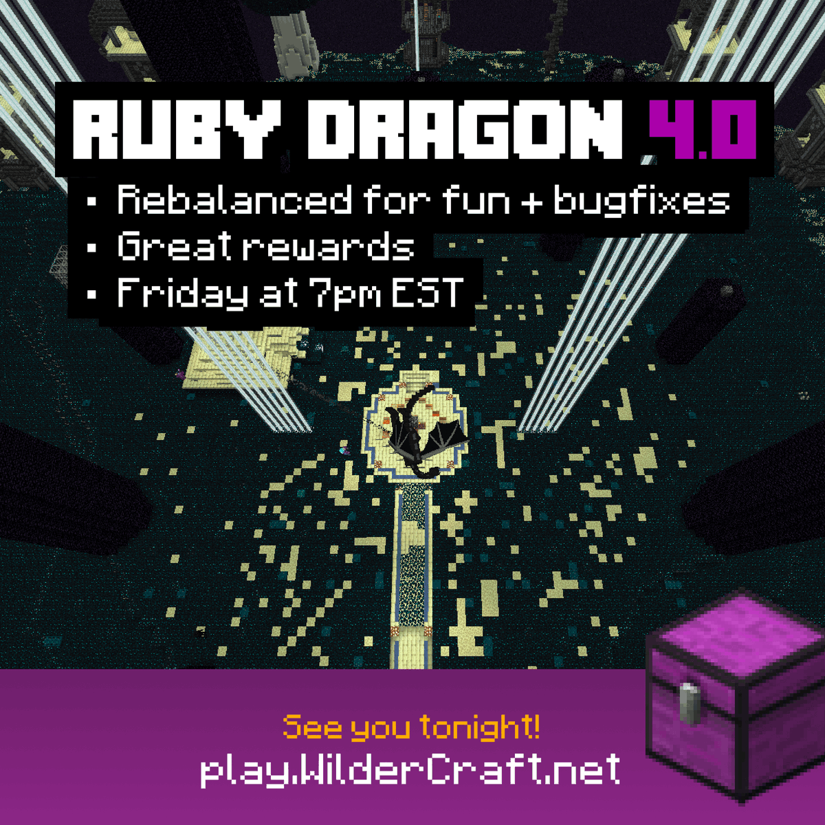 wilder_craft's tweet photo. Who's ready for Ruby Dragon tonight at 7pm?
- Great rewards!
- Totally rebalanced gameplay and bugfixes
- Staff + Owner redbau will be there, too! https://t.co/dPpecaiaKr