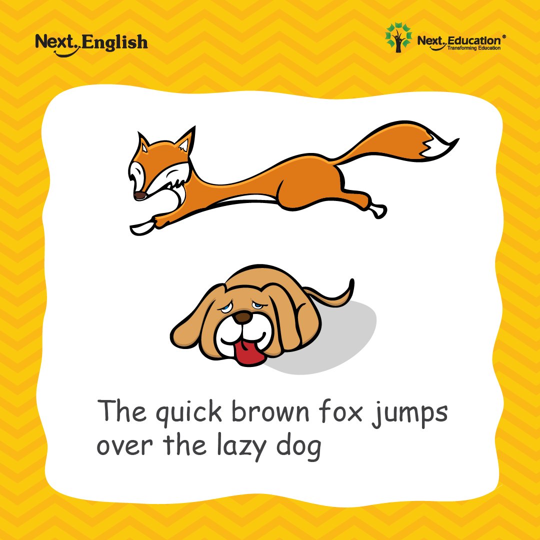 NextEnglishBook's tweet image. How many letters are there in the given sentence? 
This is an example of a pangram sentence. A pangram sentence contains all the letters from the English alphabet.
Think and comment more pangram sentences.

#English #pangrams