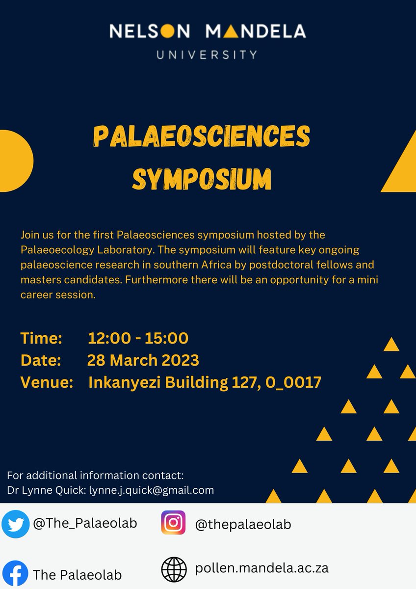 The_Palaeolab's tweet photo. Join us next week Tuesday for an afternoon of #palaeoscience
@MandelaUni South Campus, Summerstrand Gqeberha https://t.co/Fe3nBLPrVY