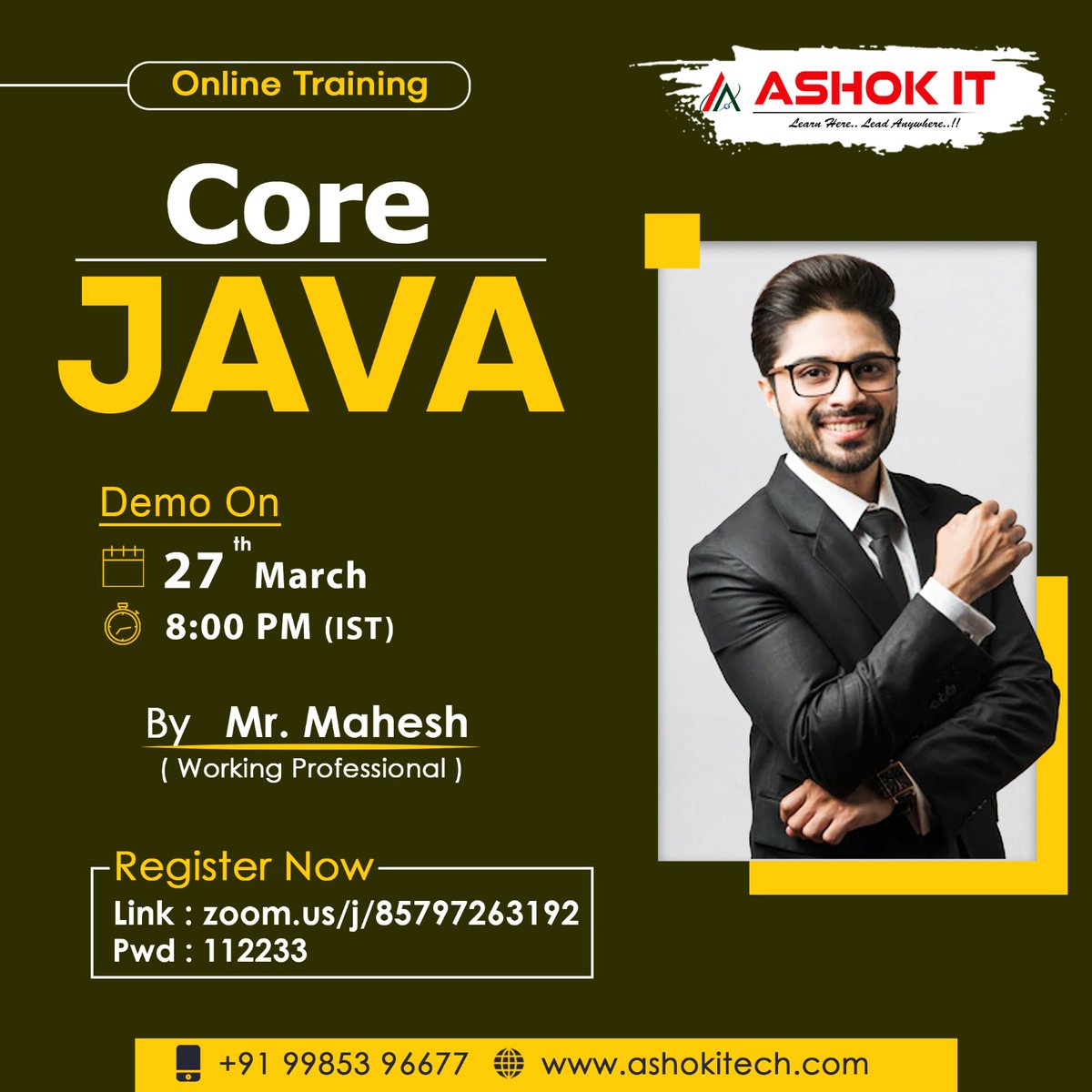 ashokitschool's tweet image. 🛑 Core Java 🛑
✍️ Enroll Now : bit.ly/3kUqTsD
👉 Free Demo On 27th-Mar @ 8:00 PM IST
🌐 Visit : ashokitech.com
CALL NOW: +919985396677
#JavaInterviewquestions #javacoursehyderabad #Javabasicprograms #Javastringtoarray #Javaprogramminglanguage #Javatutorials