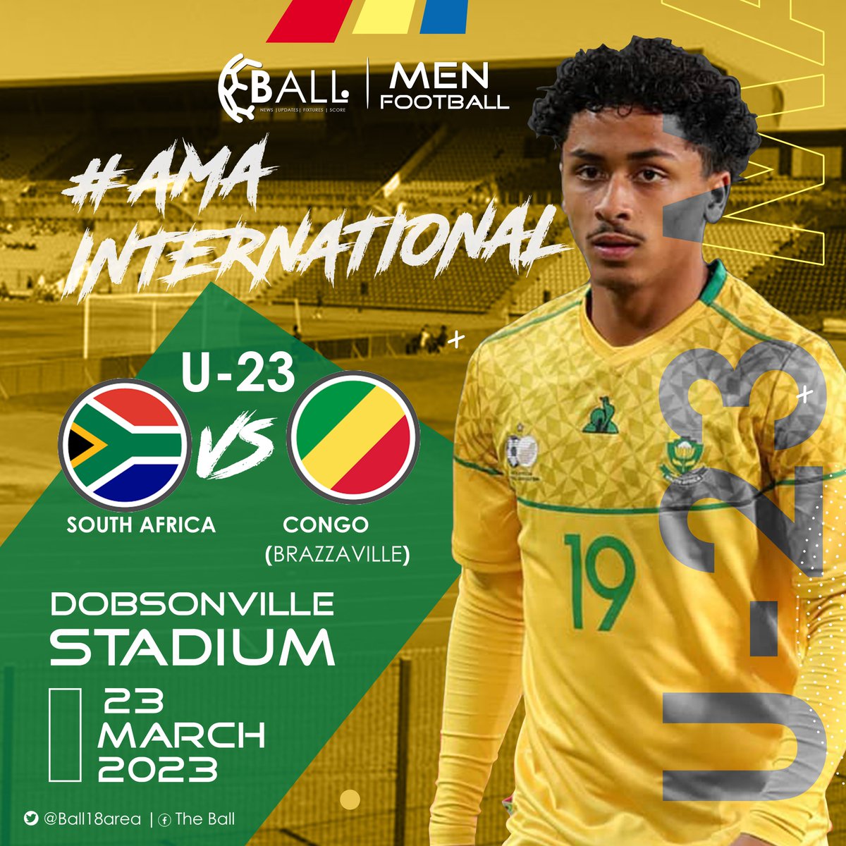 Ball18area's tweet photo. #AmaInternational #weekendenkulu
MATCH DAY
U-23 MATCHDAY๐จ
โฝ๏ธSouth Africa vs Congo (Brazzaville)
๐ CAF U23 Olympic Qualifiers
๐ TODAY, 23 March 2023
๐๏ธ Dobsonville stadium
๐ 15:00pm
๐บ @Official_SABC1
ASAMBENI!!!!!!!!!!!!!!!!!!!!!!!!!!๐ช๐ฝ๐๐๐ฟ๐ฆ
Follow us for updates https://t.co/KYBOdEK5fg