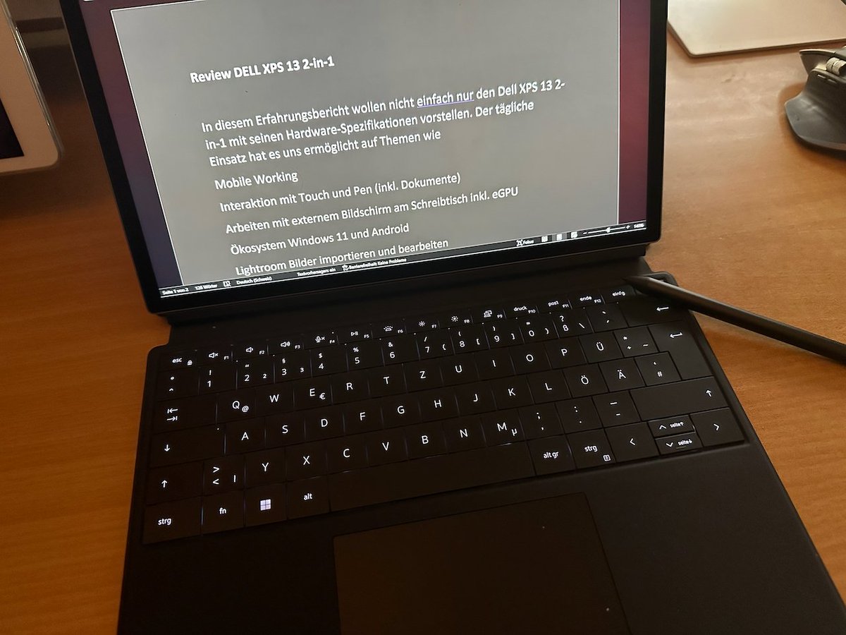 mal wieder praktische Erfahrung mit #Windows11 #Touch #Pen auf Basis des <a href="/Dell/">Dell</a> XPS 13 2-in-1. Mobiles Arbeiten unterwegs und intuitive Interaktion machen auch Spass...