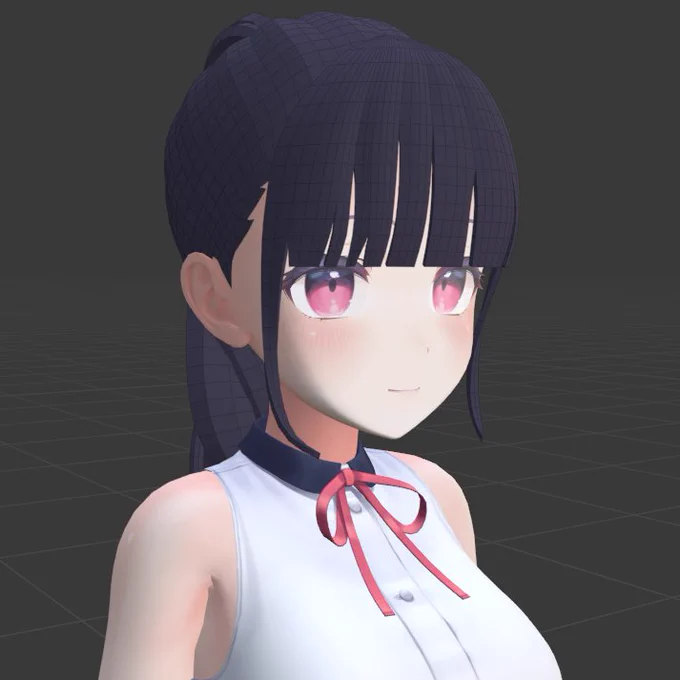 #Blender 髪型のトポロジー出来るだけ揃えた 