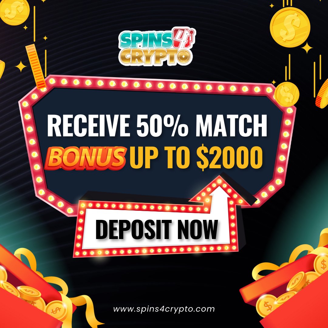 Spins4Crypto's tweet photo. 🚀 Ready for some high-stakes gaming? 🔥
💸 Deposit now on Spin4Crypto and get a 50% match bonus up to $2000!
🔗https://t.co/llwF0doEv9
Play now!
#CryptoCasino #Spin4Crypto #MatchBonus #DepositNow #WinBig 💰🚀🎲 https://t.co/F6I7dnBUgu