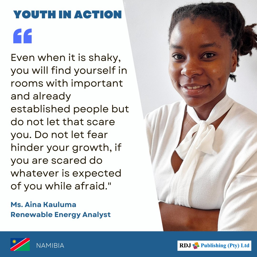 African Youth are endowed with an incomparable capacity to create, change &amp; innovate African societies. 

We spoke to one such youth Ms. Aina Kauluma, regarding her journey into the Energy industry. Kauluma is a Renewable Energy Analyst at the Daures Green Hydrogen Consortium.