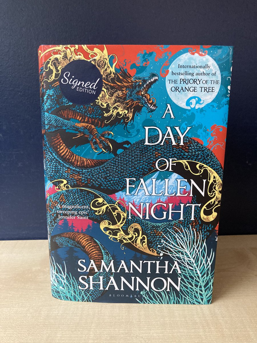 Two fantastical titles , both with beautiful wrap-around covers, are now available from Blackwell’s. 

The first is A Day of Fallen Night, which takes readers back to Samantha Shannon’s Priory of the Orange Tree… and have signed copies available!