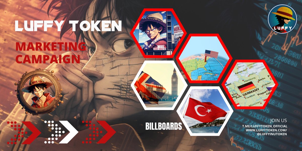 Luffy Crew, We've decided to switch things up and target a new audience: the anime community! We're going to start a marketing campaign with billboards in different countries (we're talking Netherlands, United States, Turkey, Germany and UK, and maybe T.me/luffytoken_off…