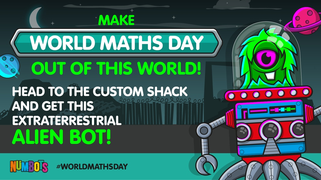 numbots's tweet photo. It's World Maths Day!

Celebrate by playing on NumBots. Why not challenge yourself to get all the parts of Alien Bot. 

Happy #WorldMathsDay! https://t.co/1EqNld5eFk