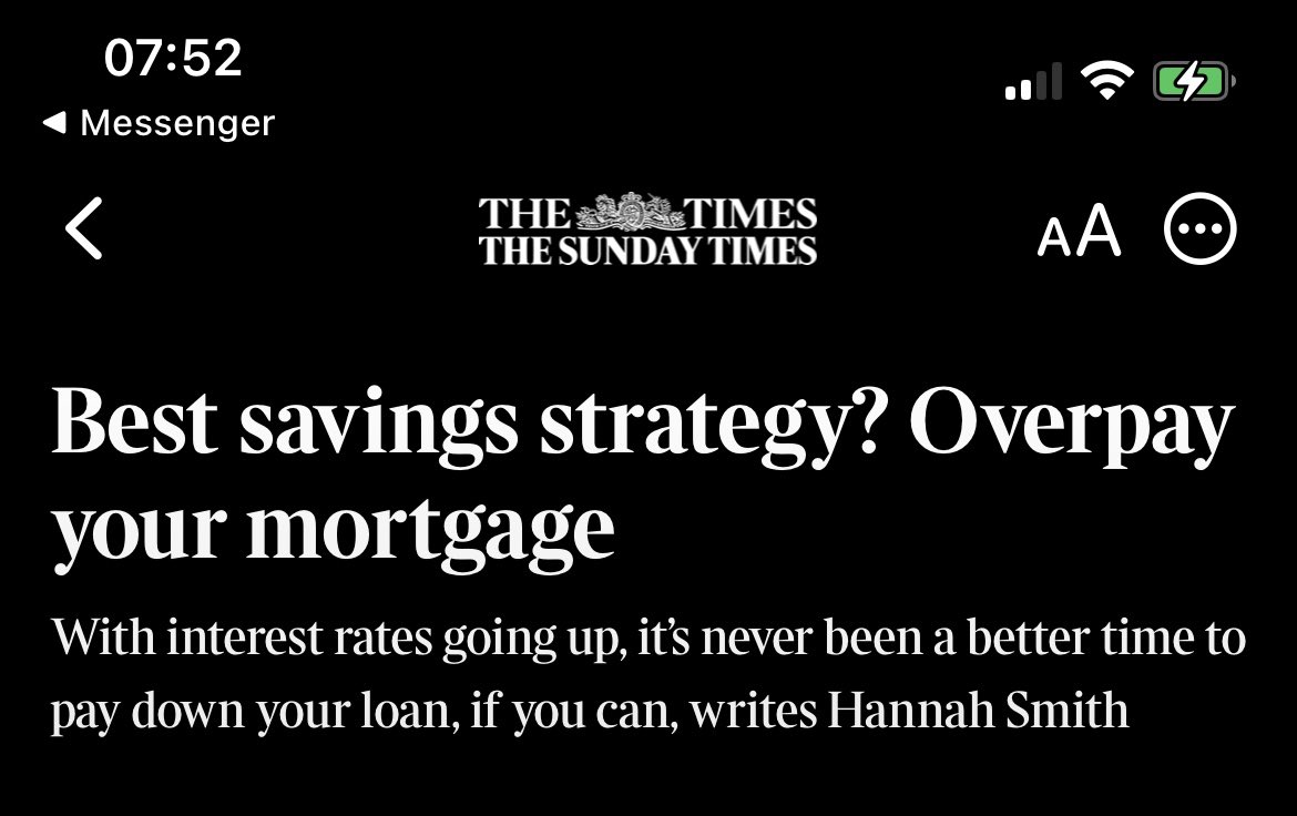Maybe if you’ve taken a mortgage recently. Everyone else should do the maths - if you’re paying 2% and can get instant access at 3% or bond (if you’ve got a lump sum) at 4%, and remain under tax thresholds, then there may be other considerations
