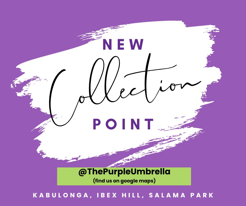prpl_umbrella's tweet photo. Hello Business Owners,
 
Do you need a central place where your clients in Ibex Hill/Kabulonga/Salama Park can collect their items? The Purple Umbrella is now a collection point! 
Email us at "thepurpleumbrellazm@gmail.com" and get your first month free!
#collection #business https://t.co/V38j2JlE93