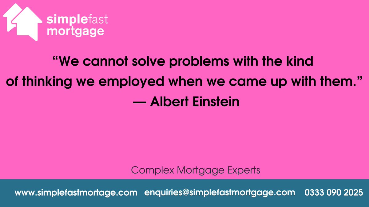 simplefastmort's tweet image. “We cannot solve problems with the kind of thinking we employed when we came up with them.” — Albert Einstein

#simplefastmortgage #property #mortgage #mortgageadvice #mortgagebroker #newhome #problems #albert #einstein #solveproblems #cameup #alberteinstein #thinkers #solve