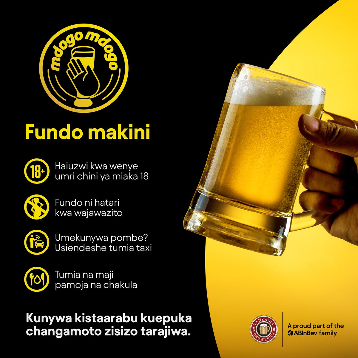 CastleLiteTz's tweet image. Leo tunaanza kampeni yetu ya #Mdogomdogo yenye lengo la kuboresha unywaji duniani kote, tuna seti ya mipango na programu zinazolenga kubadili mtazamo wa kijamii, tabia za watumiaji na biashara zetu zinazohusu unywaji. Ungana nasi kwenye kampeni yetu ya #Smartdrinking