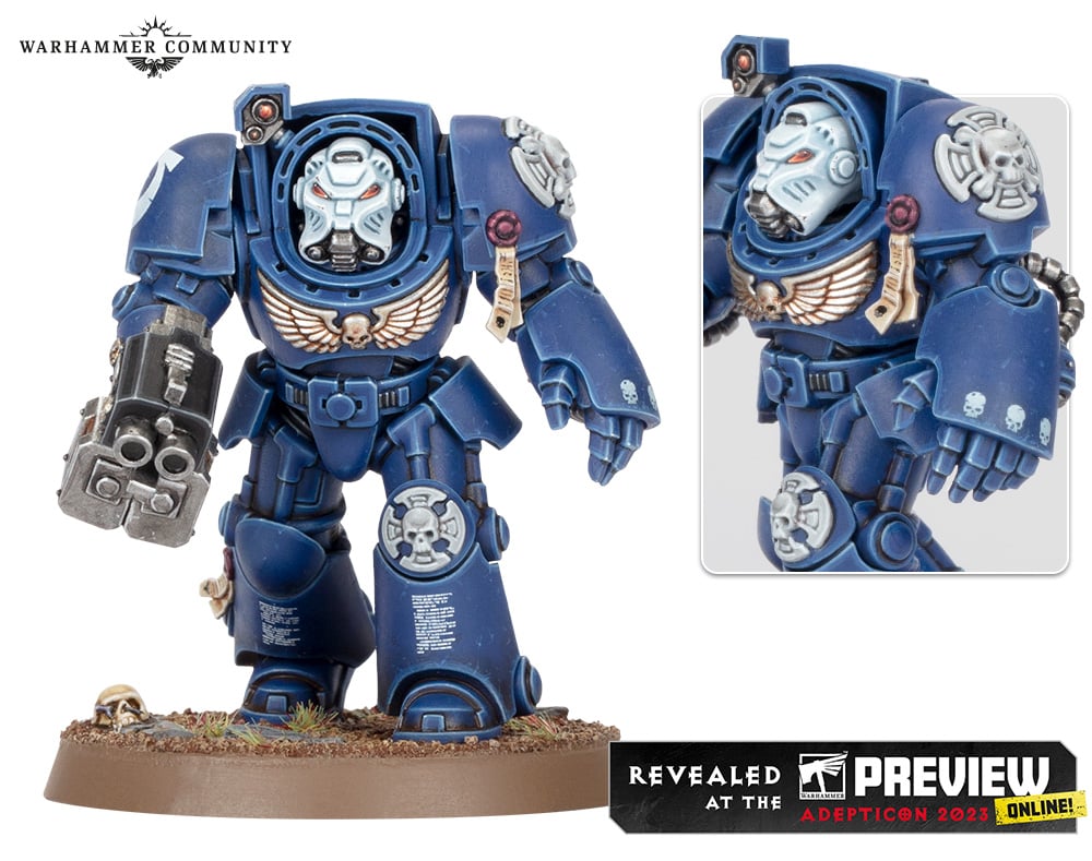 WH_JPN's tweet photo. 【40k新情報】米国AdeptiCon2023からお届けした公式Twitch配信「ウォーハンマー・プレビューOnline」最新回にて、最新エディションが大発表されたゲーム「ウォーハンマー40,000」からスペースマリーンの「ターミネイター」の新ミニチュアが公開！
https://t.co/e0kjQmPKnw https://t.co/AyhEZM39p8