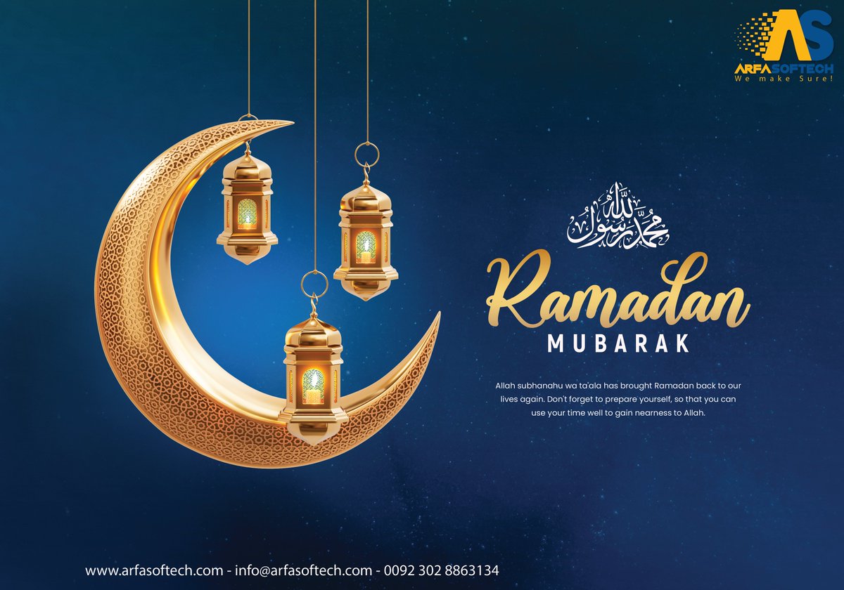 ARFASOFTECH's tweet image. Ramadan Mubarak to All Muslims!

Cheers to Ramadan in 2023! May this holy month bring about world peace!

#arfasoftech #ramadan #ramadan2023 #programming