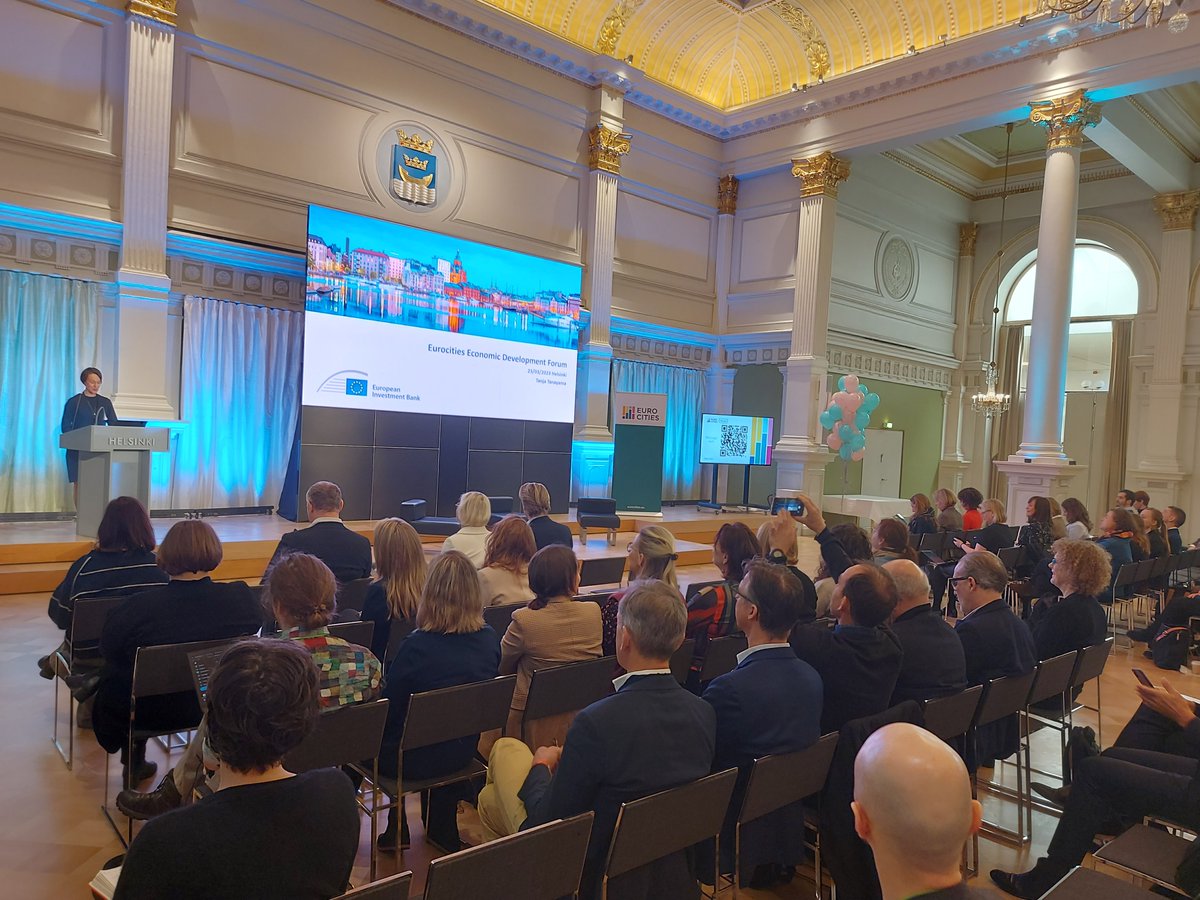 ZhengQf's tweet photo. Pleasure to have Ms. Tanja Tannayama to introduce the priorities of European investment Bank- #Urban is the keyword. Cities needs investment especially for post covid recovery @EUROCITIES #EDF2023 #Helsinki https://t.co/MIyUDafKWW