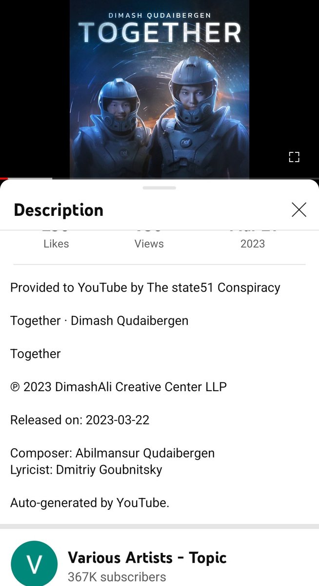 Dears this is an official music upload to YouTube which is automatically generated with the submission of #NewMusic. Views are for Dimash Qudaibergen. Listen, like and add it to your playlists.
youtu.be/2sfTaObFK3o

#TogetherByDimash #NewReleases #NowPlaying <a href="/dimash_official/">Dimash Qudaibergen</a>