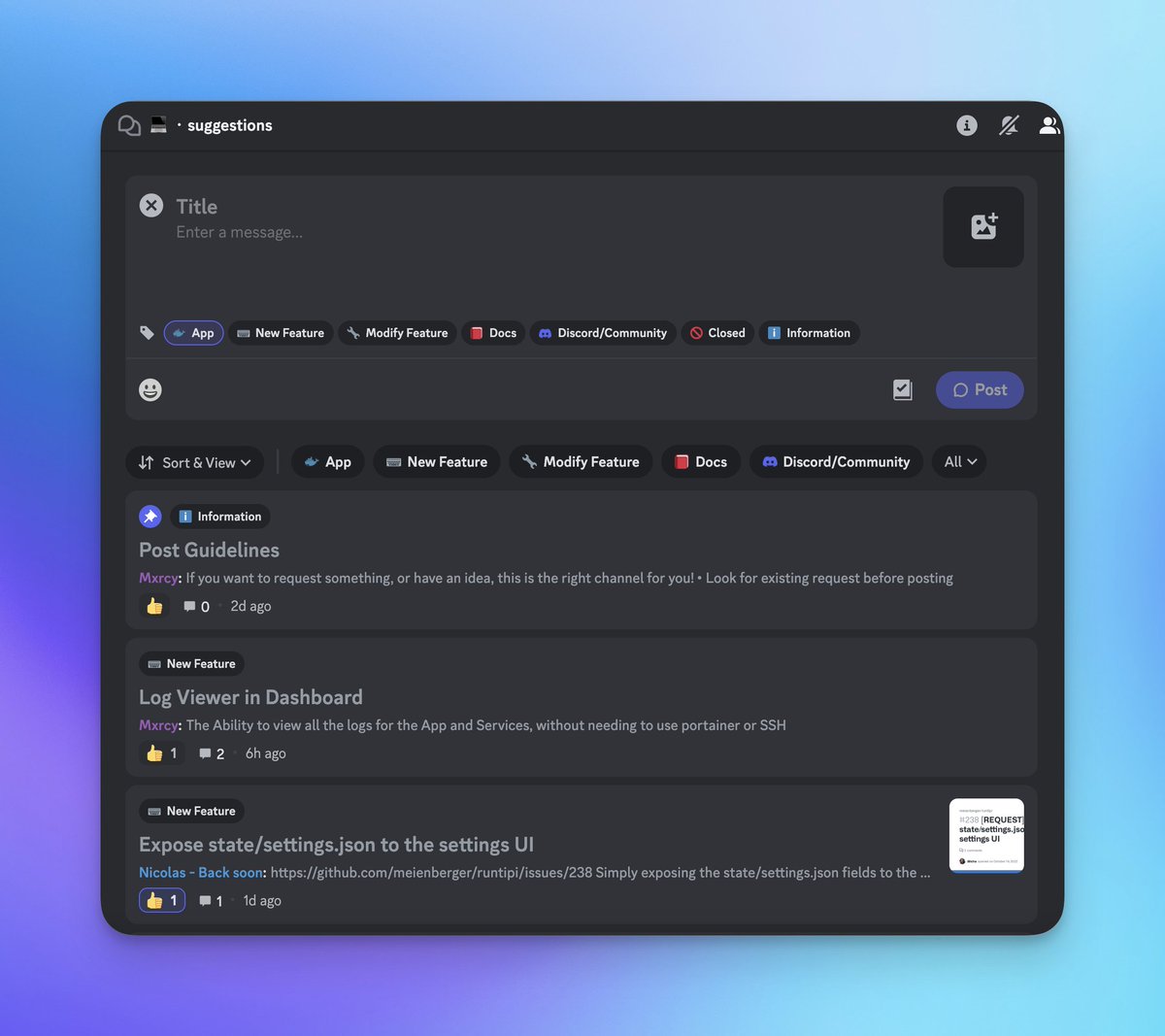 Have an Idea for an App? Join our  Discord or request it on our Github! You can even create your own!

discord.gg/Bu9qEPnHsc
tipi.community/request-app