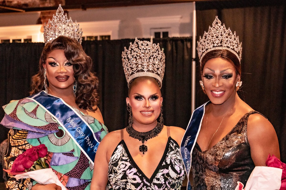 OutNWMagazine's tweet photo. Miss Gay PNW USofA and Classic Winners with Miss Gay USofA 2022 Tonica E Cavalli! https://t.co/RRULT13vYz