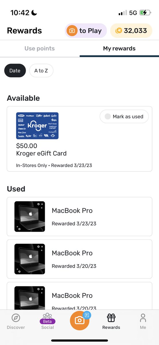 NeredithMewton's tweet image. Just cashed some points in on a $50 Kroger gift card!! #FetchHappy 🤩🎉🙌🏻