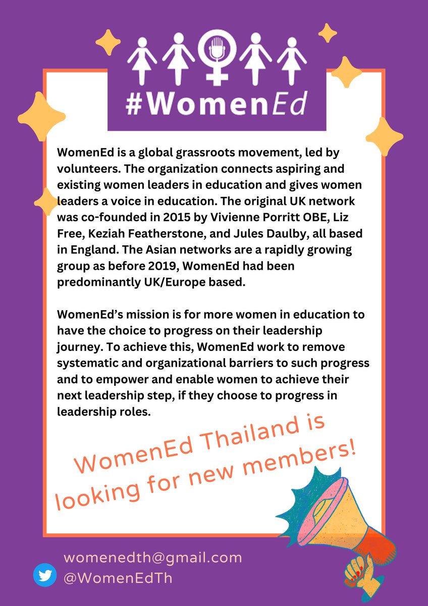 WomenEdTh's tweet photo. Please share with colleagues in Thailand. #WomenEd #10percentbraver #Teaching https://t.co/FpCucmCTkd