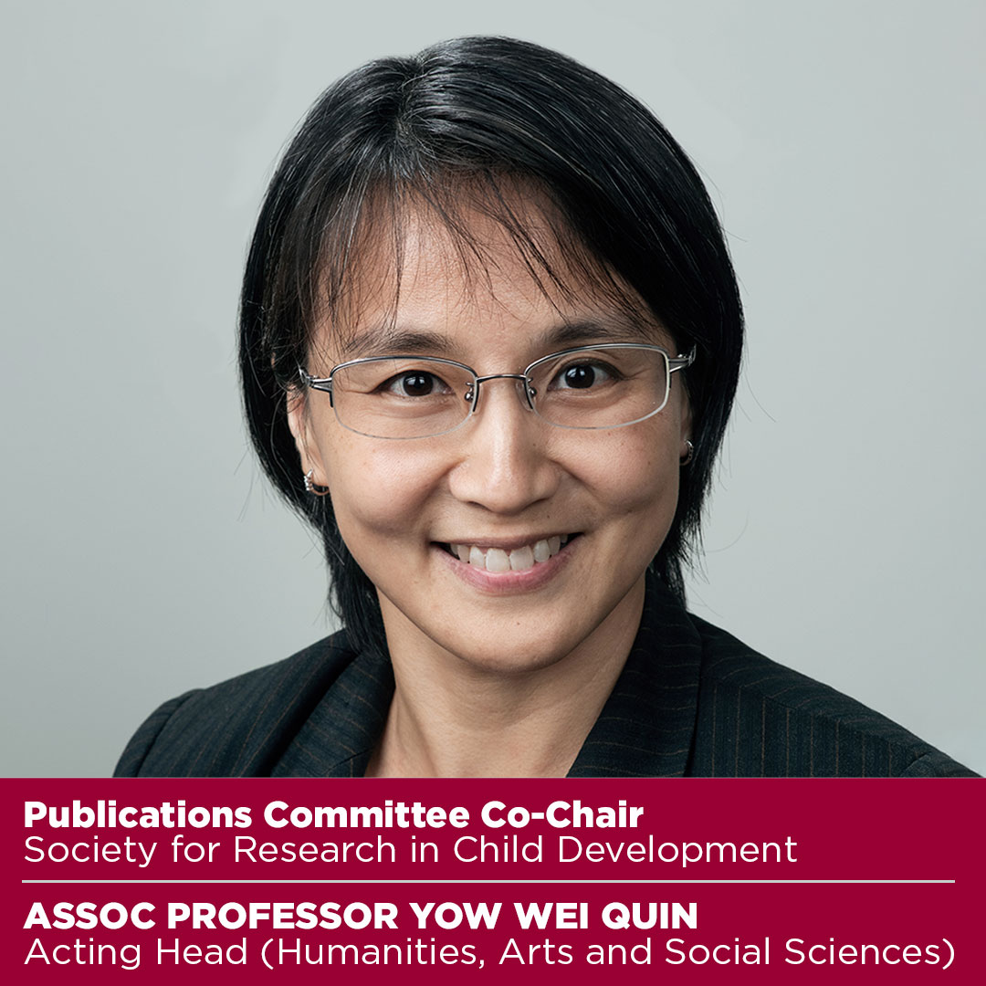 sutdsg's tweet photo. We are proud to share that Associate Professor Yow Wei Quin, acting Head of Humanities, Arts and Social Sciences, has been appointed as Co-Chair of the Publications Committee of the Society for Research in Child Development! https://t.co/c9sKkWI20l

#SUTDachievements #SUTDfaculty https://t.co/yQisxlYdjD
