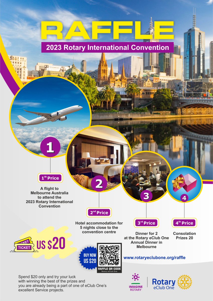 eclubone's tweet photo. Free Flight to Melbourne
Free Hotel Stay for 2
Free Dinner at the prestigious annual dinner of Rotary eClub One
(RI Convention)
for FAQ write here - https://t.co/yG92CCbymP
#melbourne #australia #Raffles #bingo #win #Rotary #eclubone #rotaryeclubone #eclub #freeairticket #free https://t.co/bSxNm7TmnM